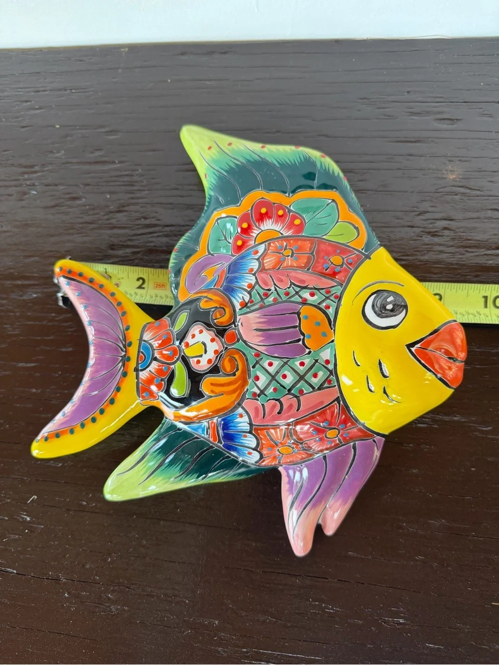 Hand-Painted Colorful Talavera  Fish Wall Decor - Multicolor